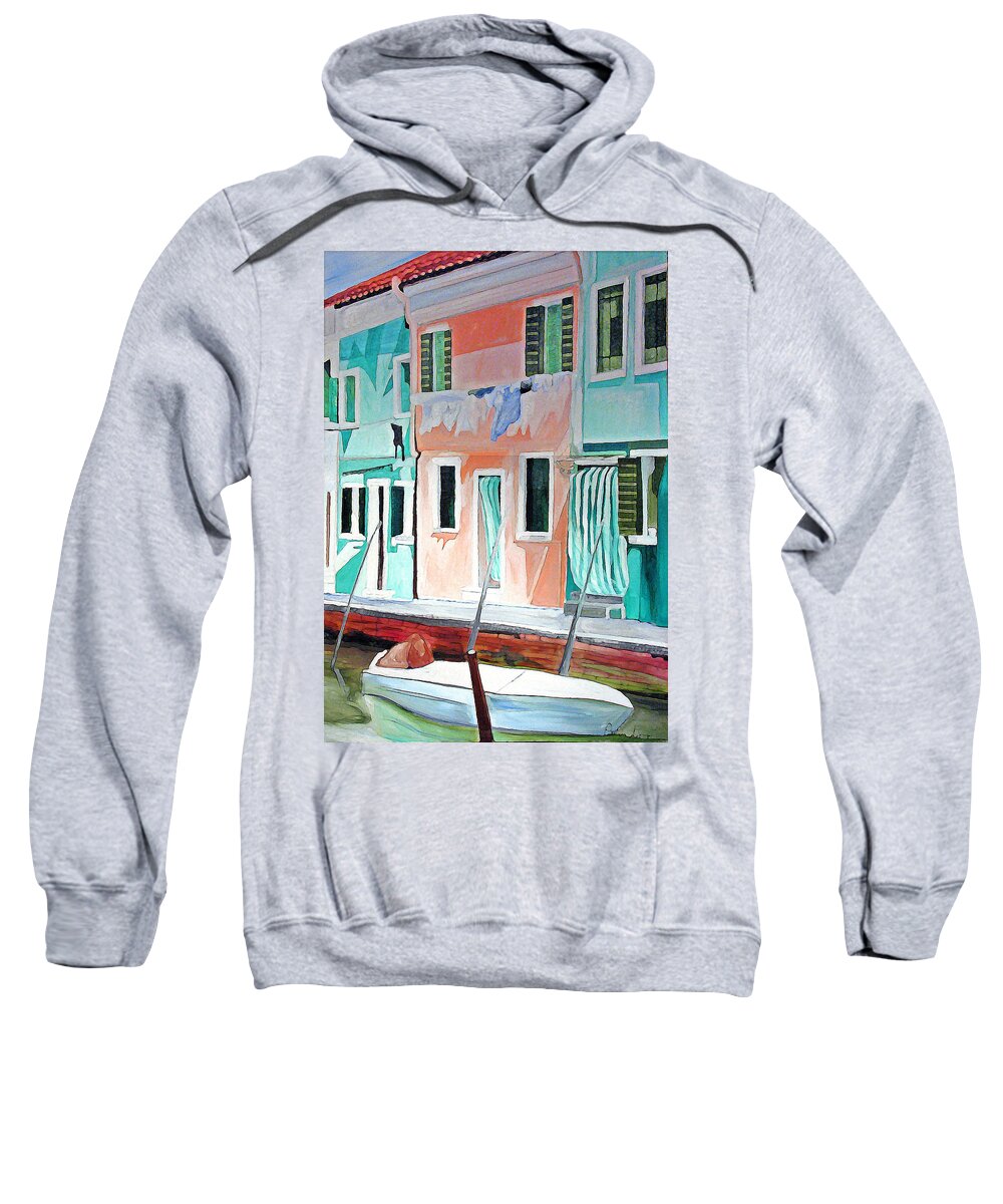 Italy Sweatshirt featuring the painting A Day In Burrano by Patricia Arroyo