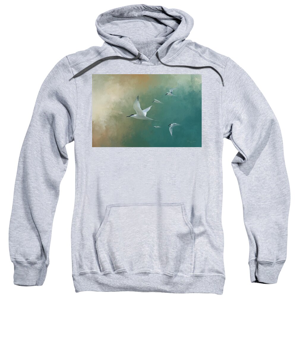 Egmont Key Sweatshirt featuring the photograph A Flight Of Terns by Marvin Spates