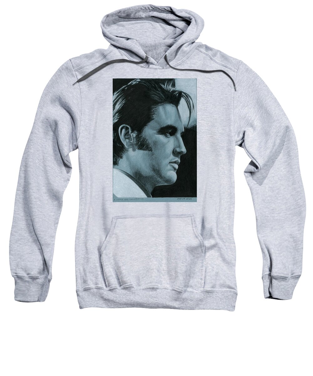 Elvis Sweatshirt featuring the drawing A little less conversation by Rob De Vries