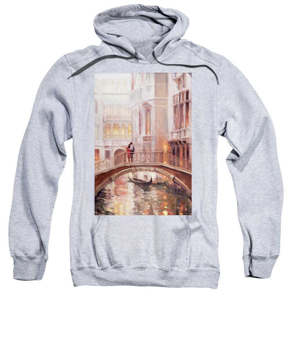Romantic Sweatshirt featuring the painting A Perfect Afternoon in Venice by Steve Henderson