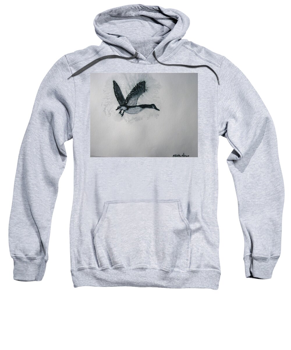 Birds Sweatshirt featuring the painting A single Goose by Patricia Arroyo