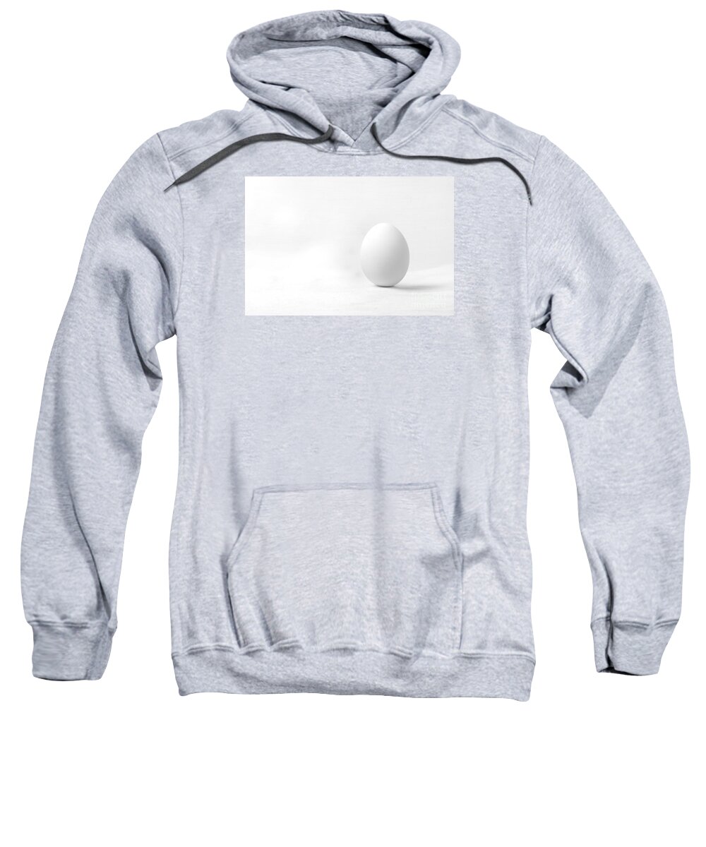 Black White Monochrome Egg Still Life Studio Abstract Sweatshirt featuring the photograph A Study in White by Ken DePue