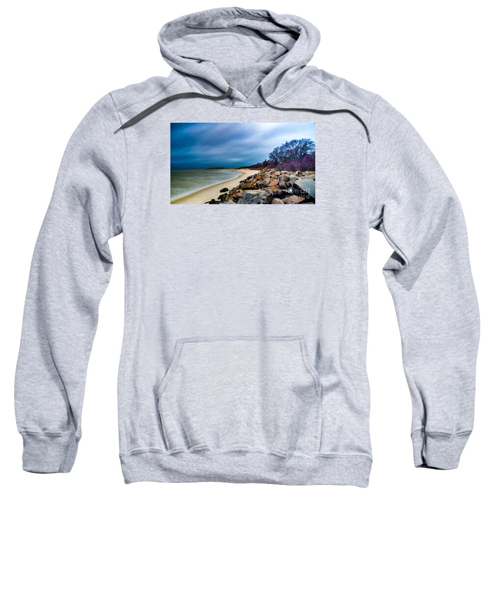 Winter Sweatshirt featuring the photograph A Winter's Beach by Jim DeLillo