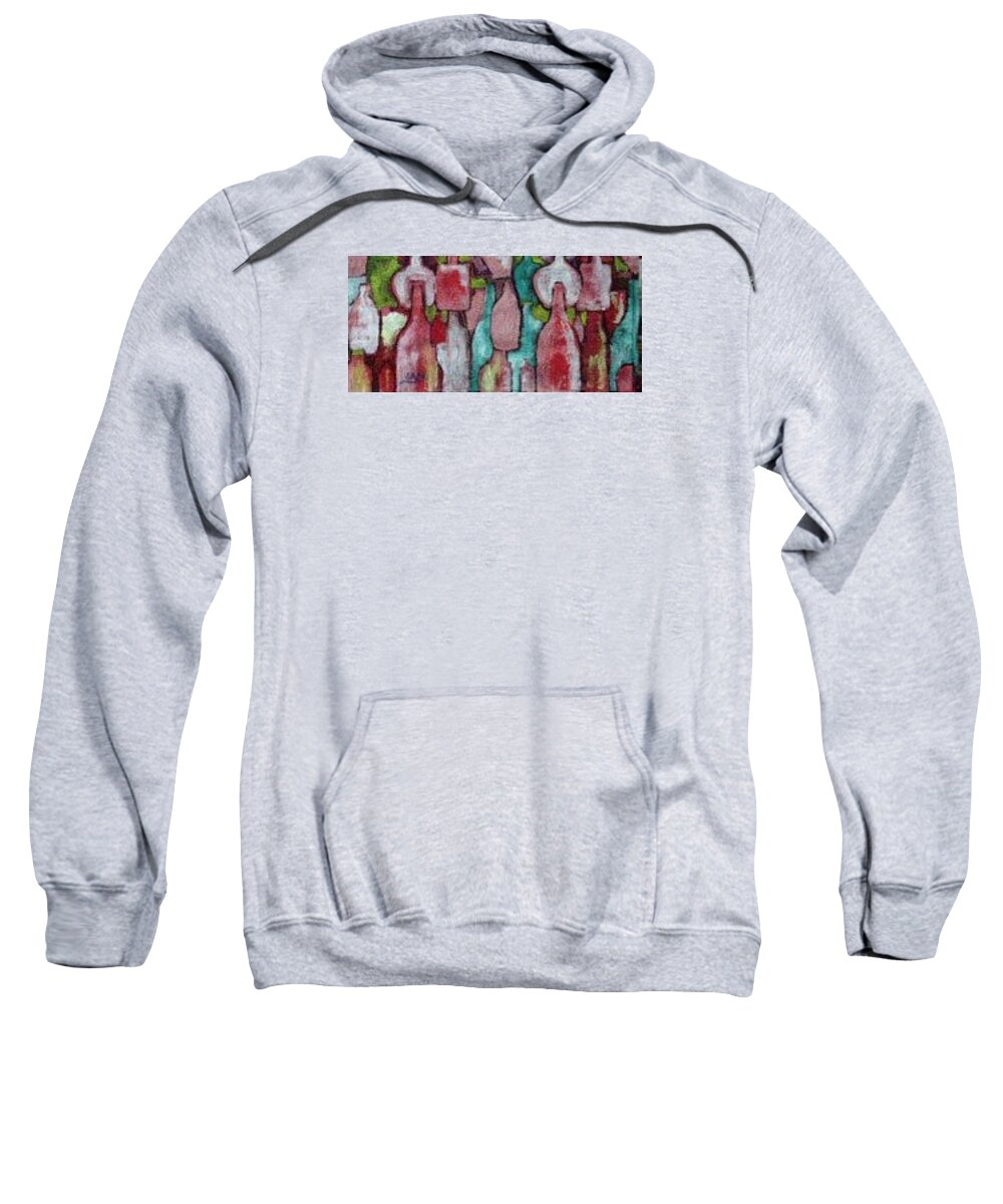 Shapes Sweatshirt featuring the painting Abstract bottles by Sam Shaker