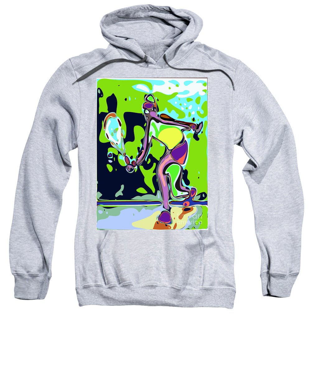  Tennis Sweatshirt featuring the digital art Abstract Female Tennis Player 2 by Chris Butler