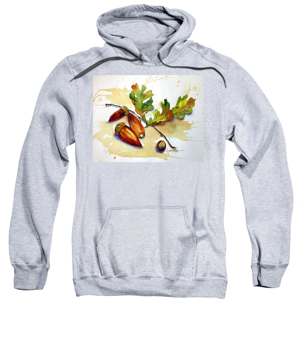 Acorns Sweatshirt featuring the painting Acorns and Leaves by Hilda Vandergriff