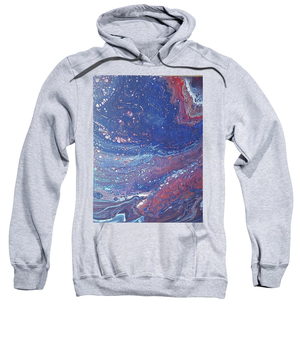 #abstractacrylics #abstractart #coolart #acrylicpainting #abstractacrylicpaintings @acrylicdirtypours #acrylicpoursdarkcolors#abstractartforsale #camvasartprints #originalartforsale #abstractartpaintings Sweatshirt featuring the painting Acrylic Dirty Pour using blue red and white by Cynthia Silverman