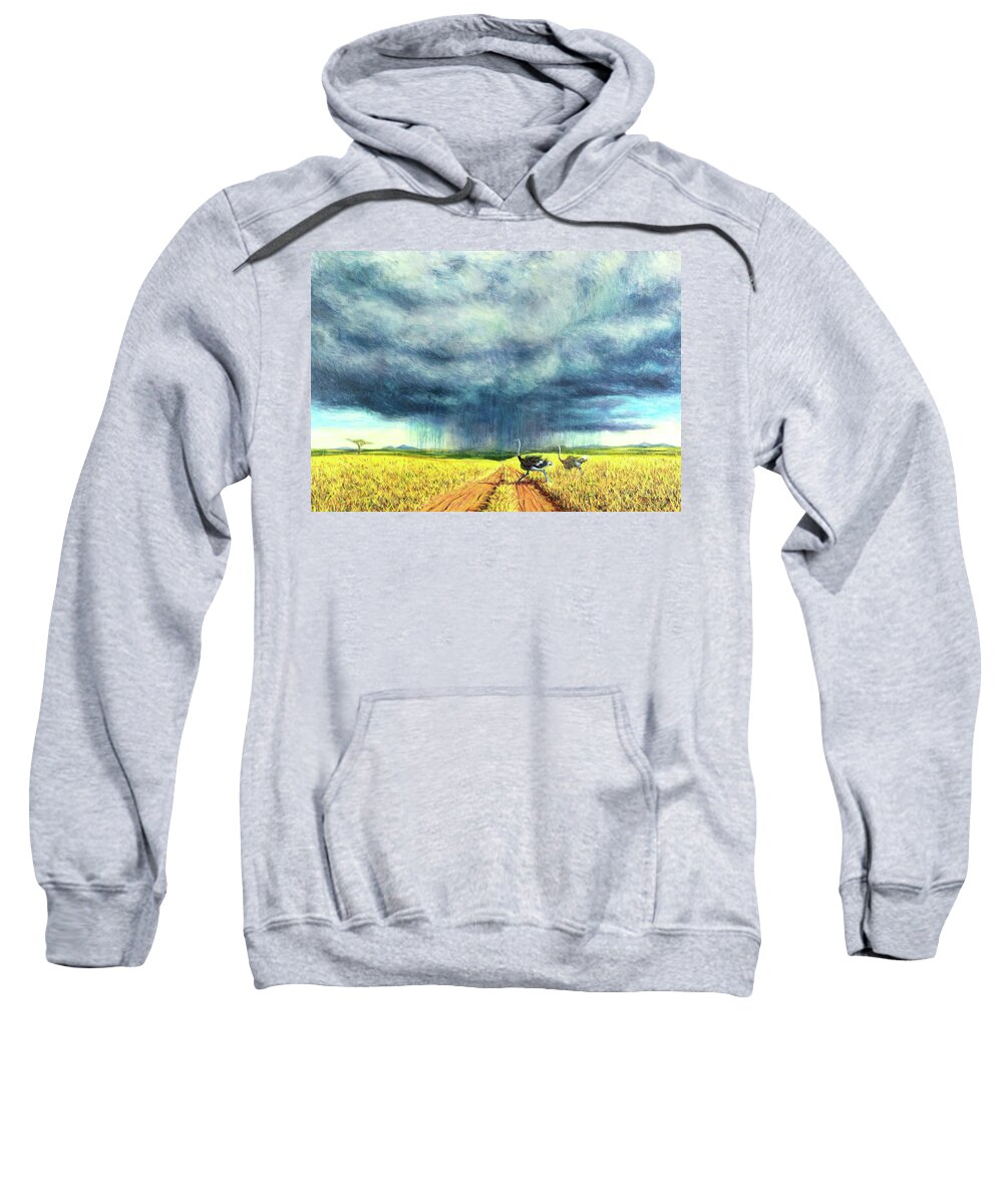 African Storm Sweatshirt featuring the painting African Storm by Tilly Willis