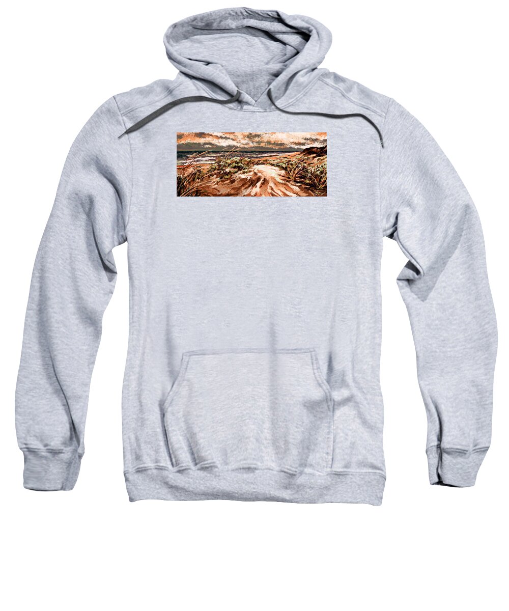 Beach Sweatshirt featuring the painting After Glow by Hans Neuhart