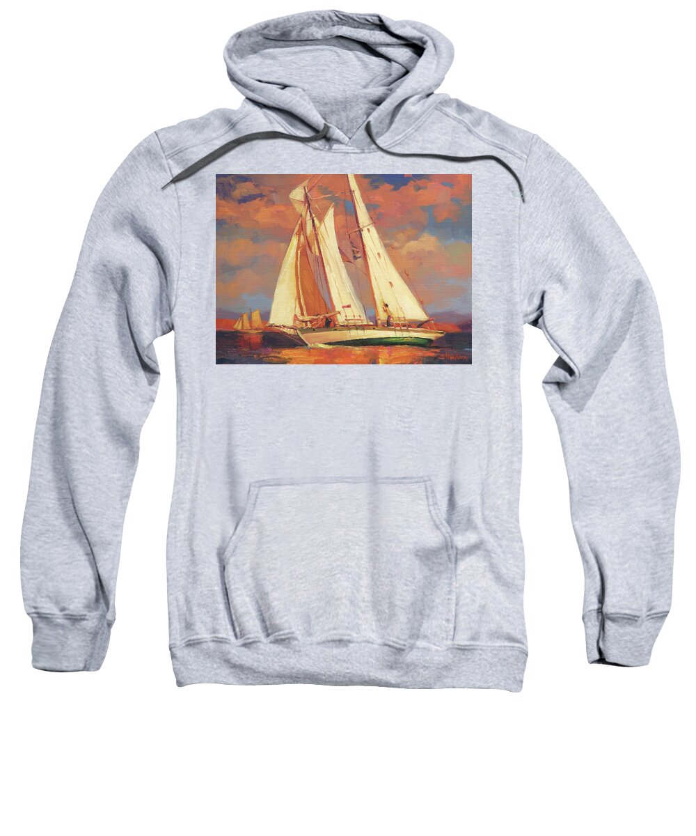 Sailboat Sweatshirt featuring the painting Al Fresco by Steve Henderson