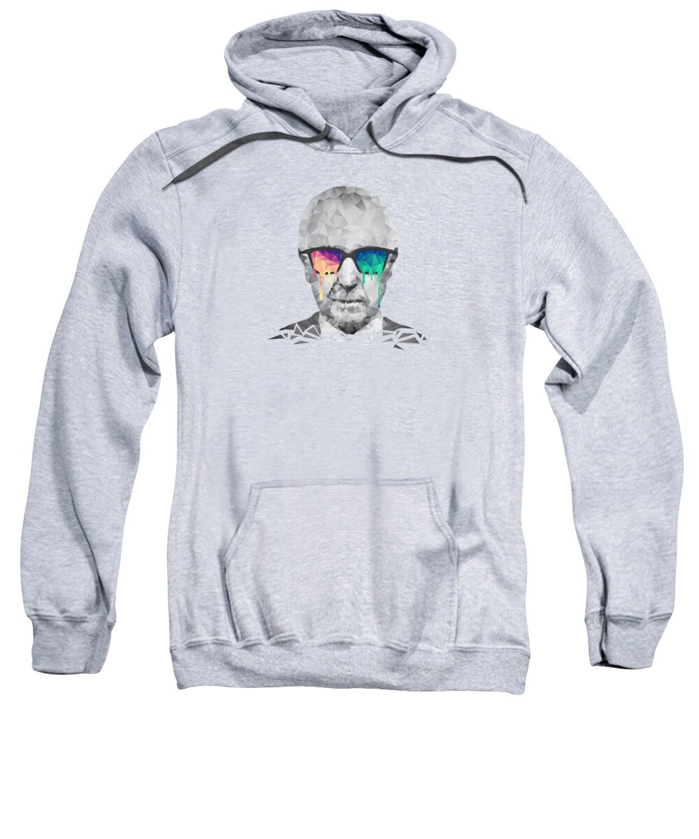 Lsd Sweatshirt featuring the painting Albert Hofmann - Psychedelic Polygon Crystalised Portrait by Philipp Rietz