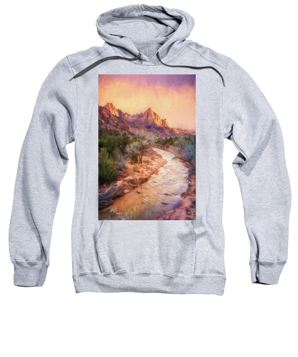 Zion Sweatshirt featuring the digital art All Along the Watchtower by Rick Wicker