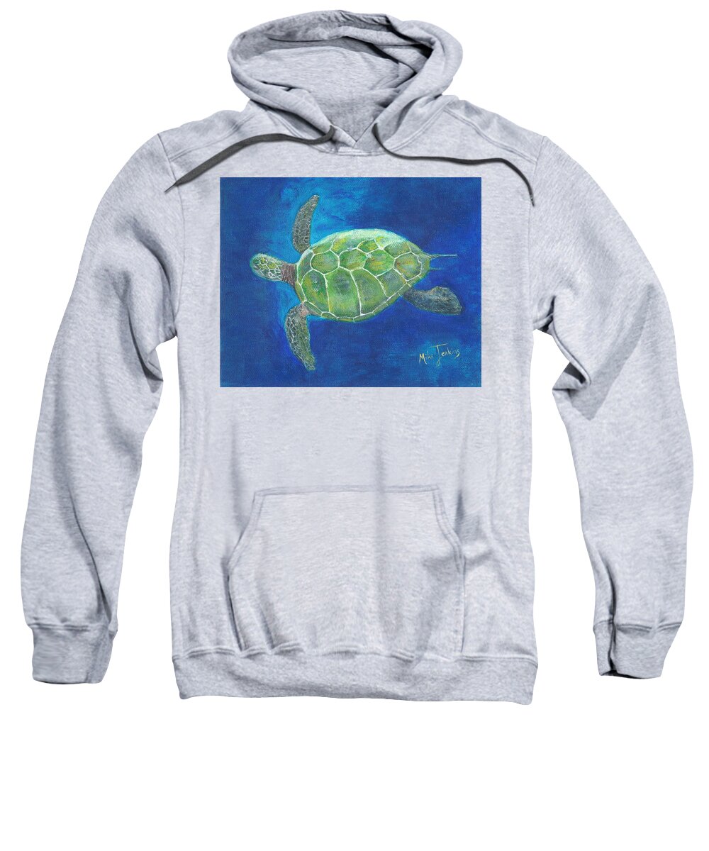 Turtle Sweatshirt featuring the painting Aloha Honu by Mike Jenkins