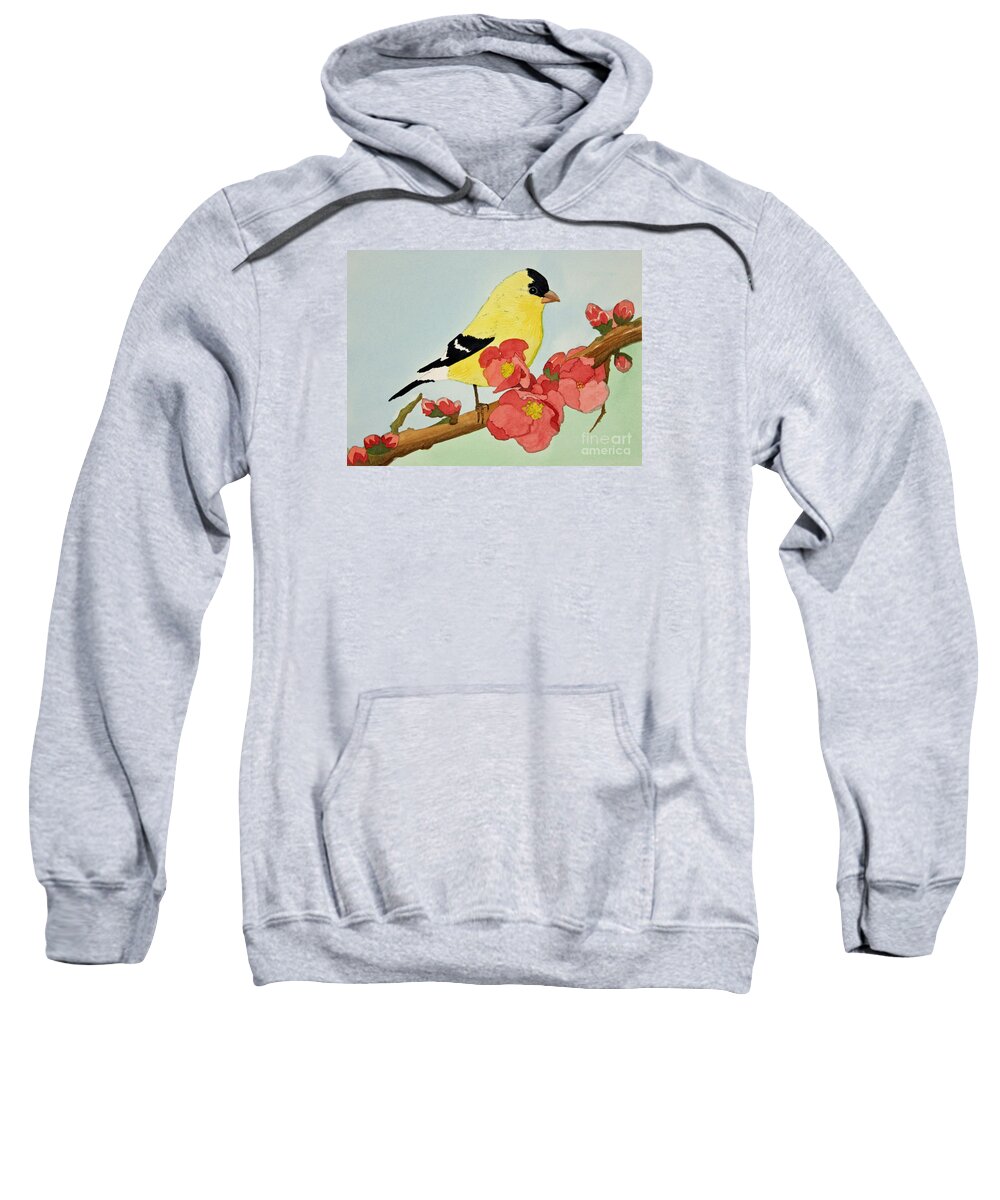 Bird Sweatshirt featuring the painting American Goldfinch by Norma Appleton