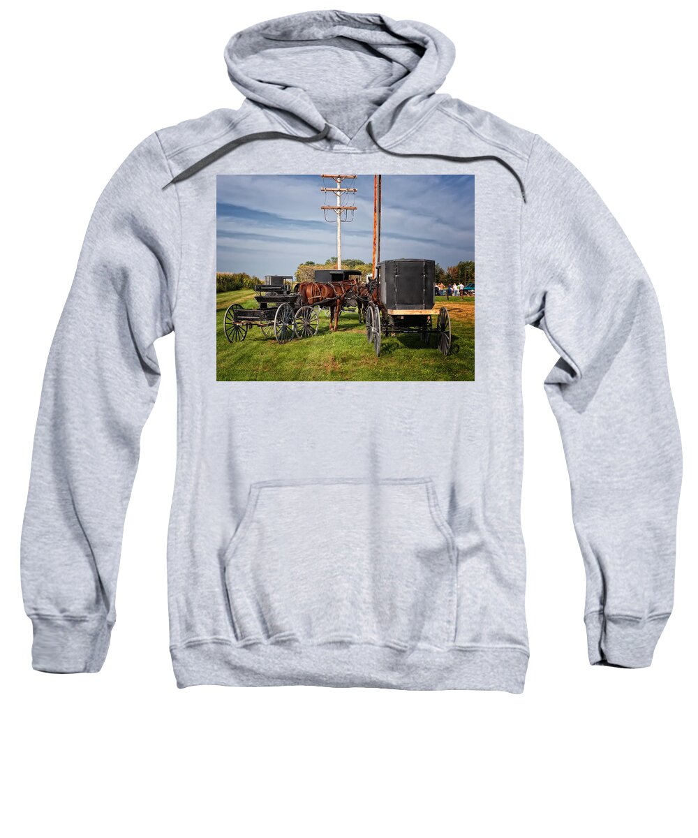 Amish Sweatshirt featuring the photograph Amish at the auction by Al Mueller