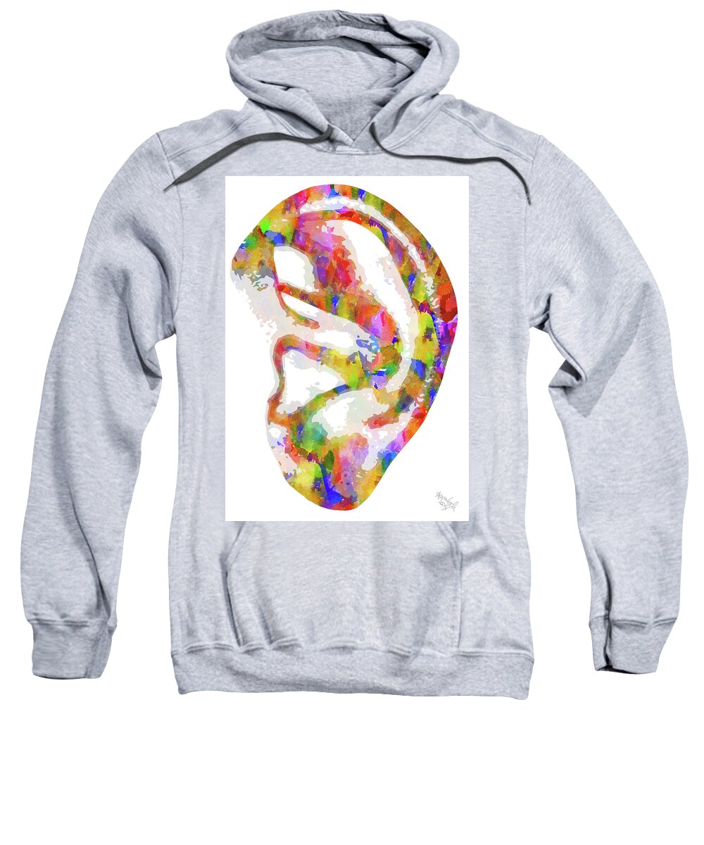 Ear Art Sweatshirt featuring the mixed media Anatomical Ear by Ann Leech