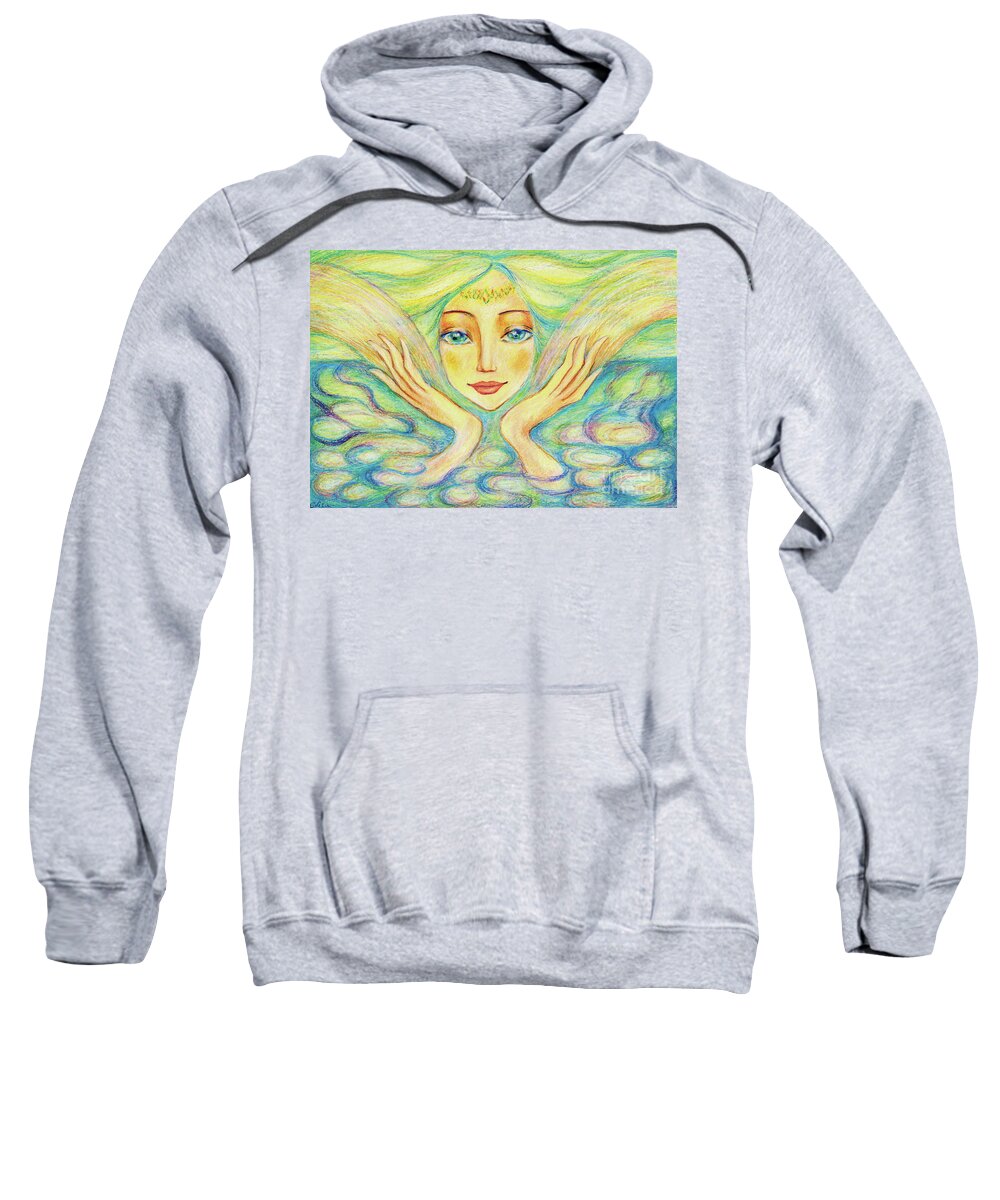 Angel Woman Sweatshirt featuring the painting Angel of Serenity by Eva Campbell