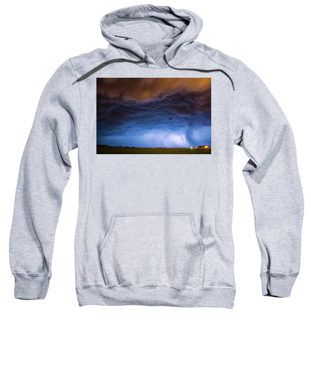 Nebraskasc Sweatshirt featuring the photograph Another Impressive Nebraska Night Thunderstorm 008/ by NebraskaSC