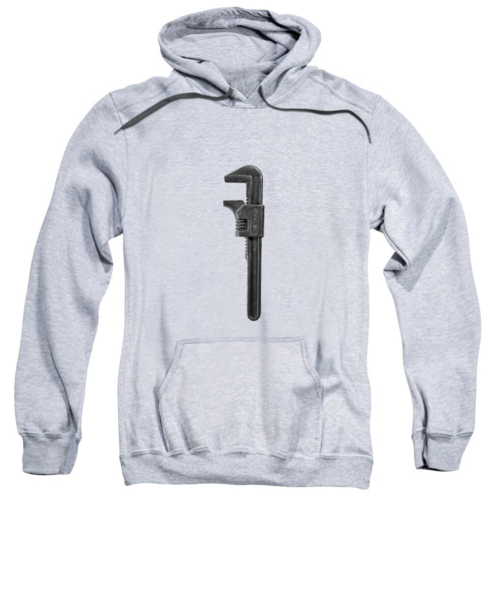 Antique Sweatshirt featuring the photograph Antique Adjustable Wrench Front in BW by YoPedro
