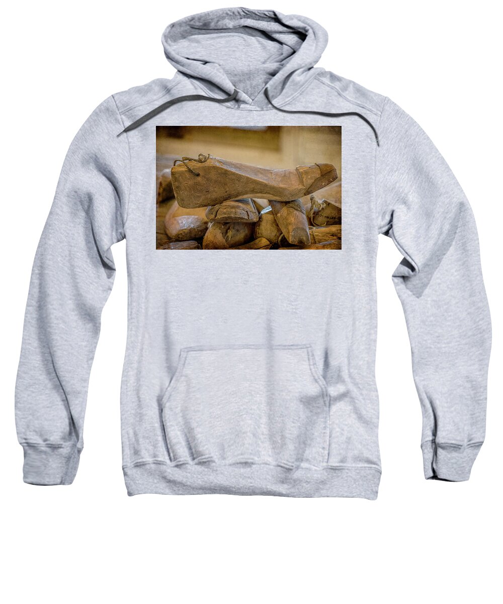 Tl Wilson Photography Sweatshirt featuring the photograph Antique Wooden Shoe Forms - 2 by Teresa Wilson