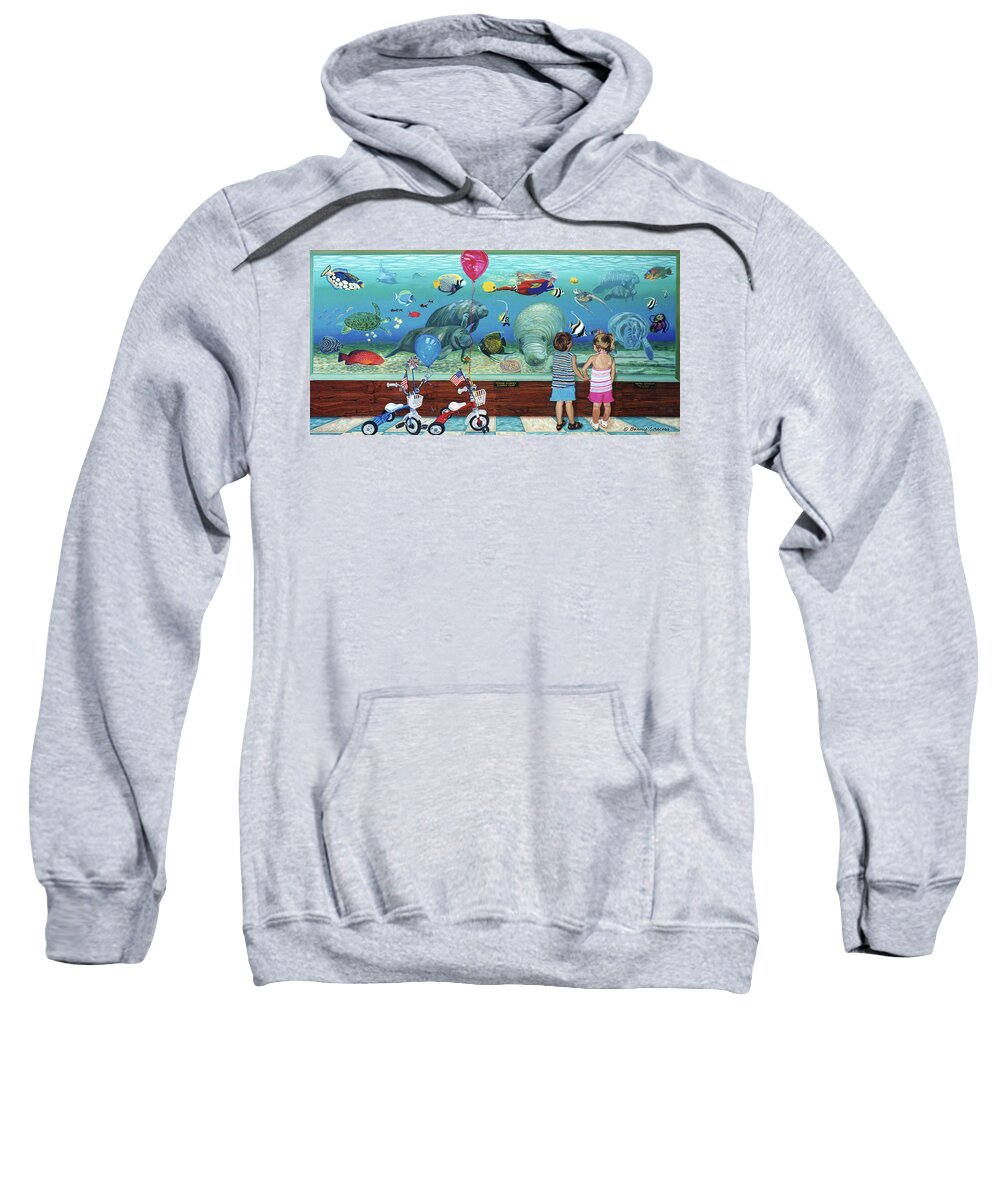 Aquarium Sweatshirt featuring the painting Aquarium with Twins Towel version by Bonnie Siracusa