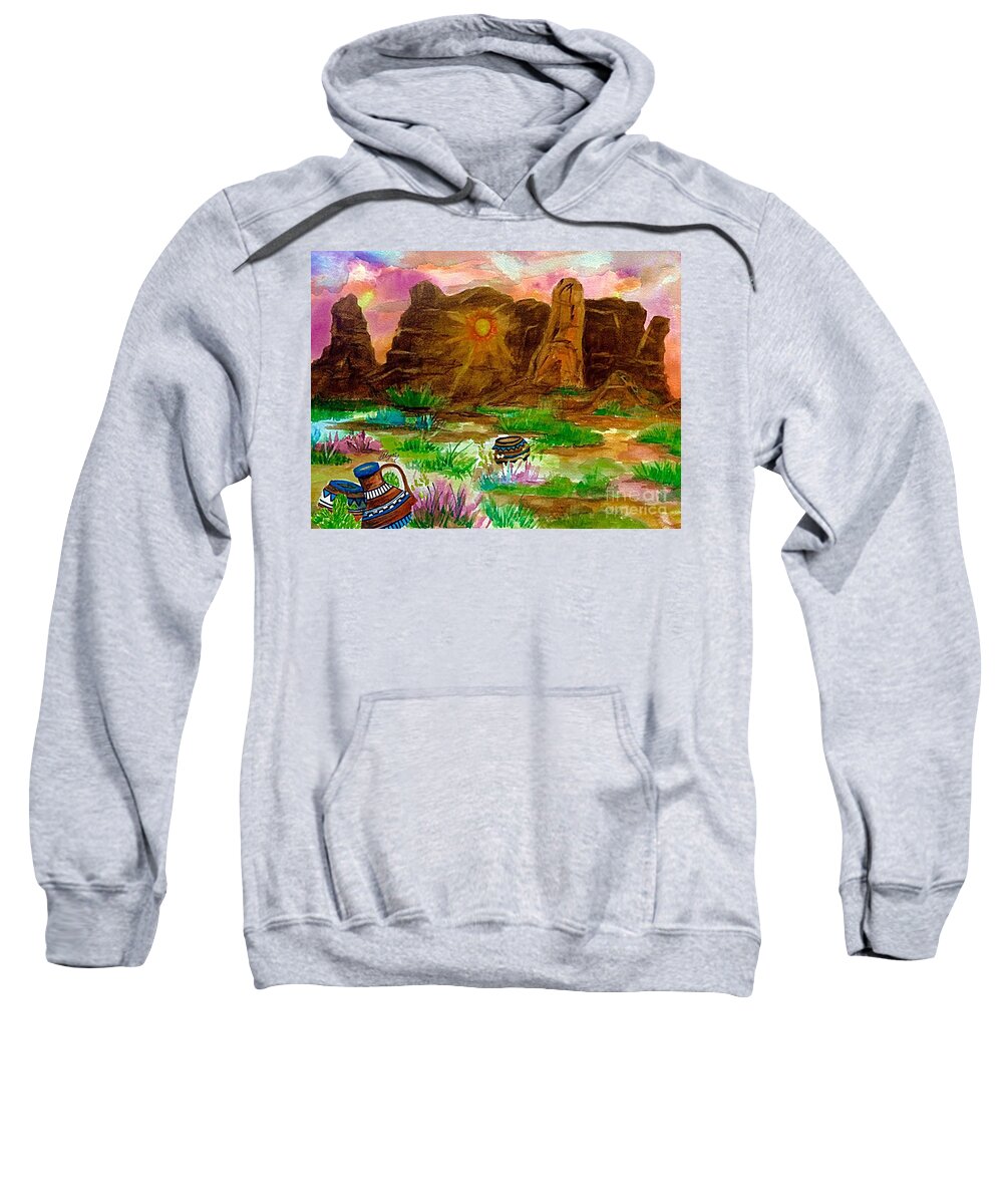 Landscape Sweatshirt featuring the painting Arches Sunset by Ellen Levinson