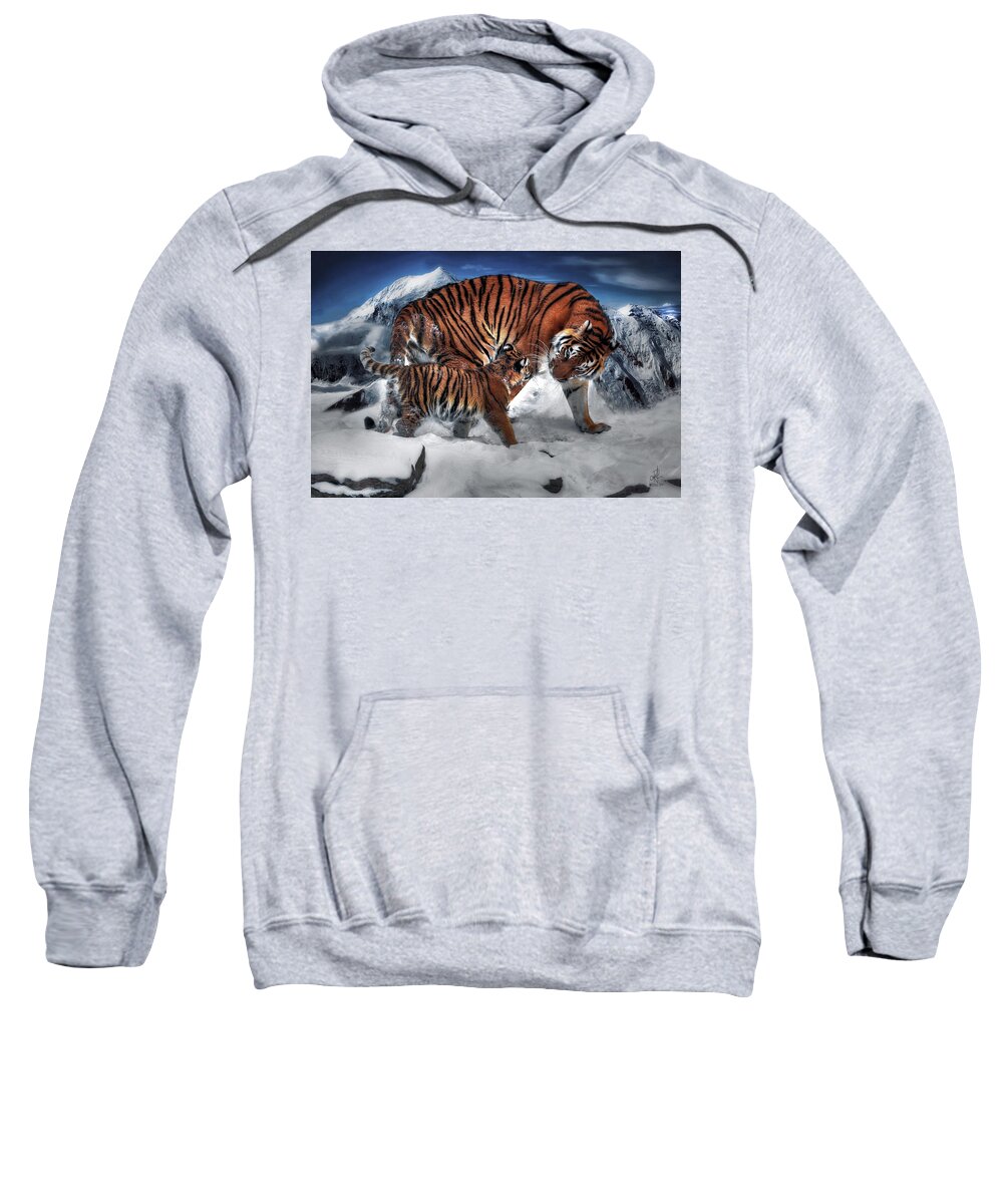Siberian Tiger Sweatshirt featuring the digital art Are We There Yet by Pennie McCracken