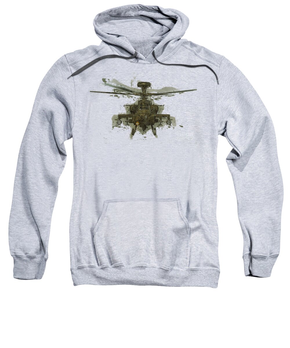 Ah-64 Sweatshirt featuring the digital art Apache Helicopter Abstract by Roy Pedersen