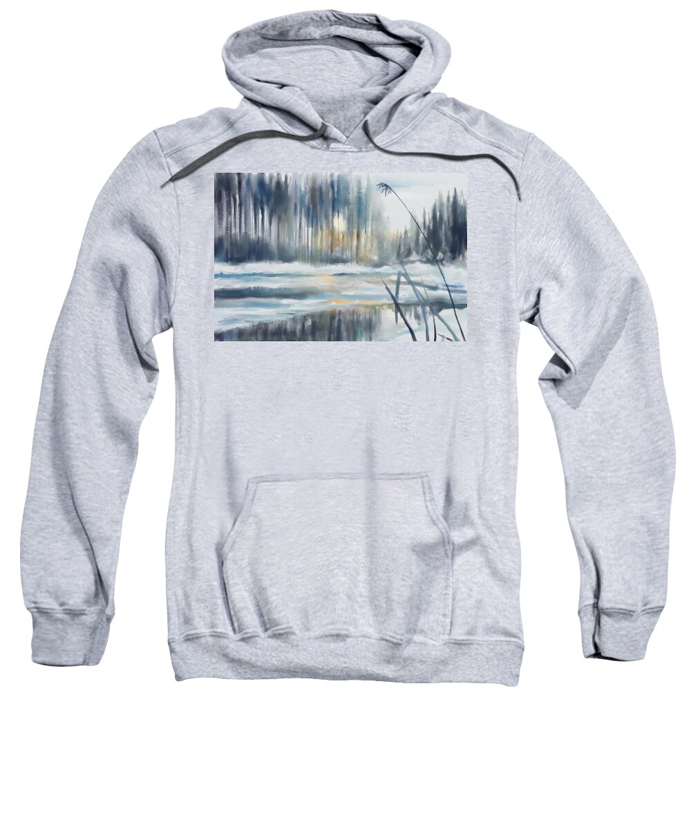Painting Sweatshirt featuring the digital art Snow from yesterday by Ivana Westin