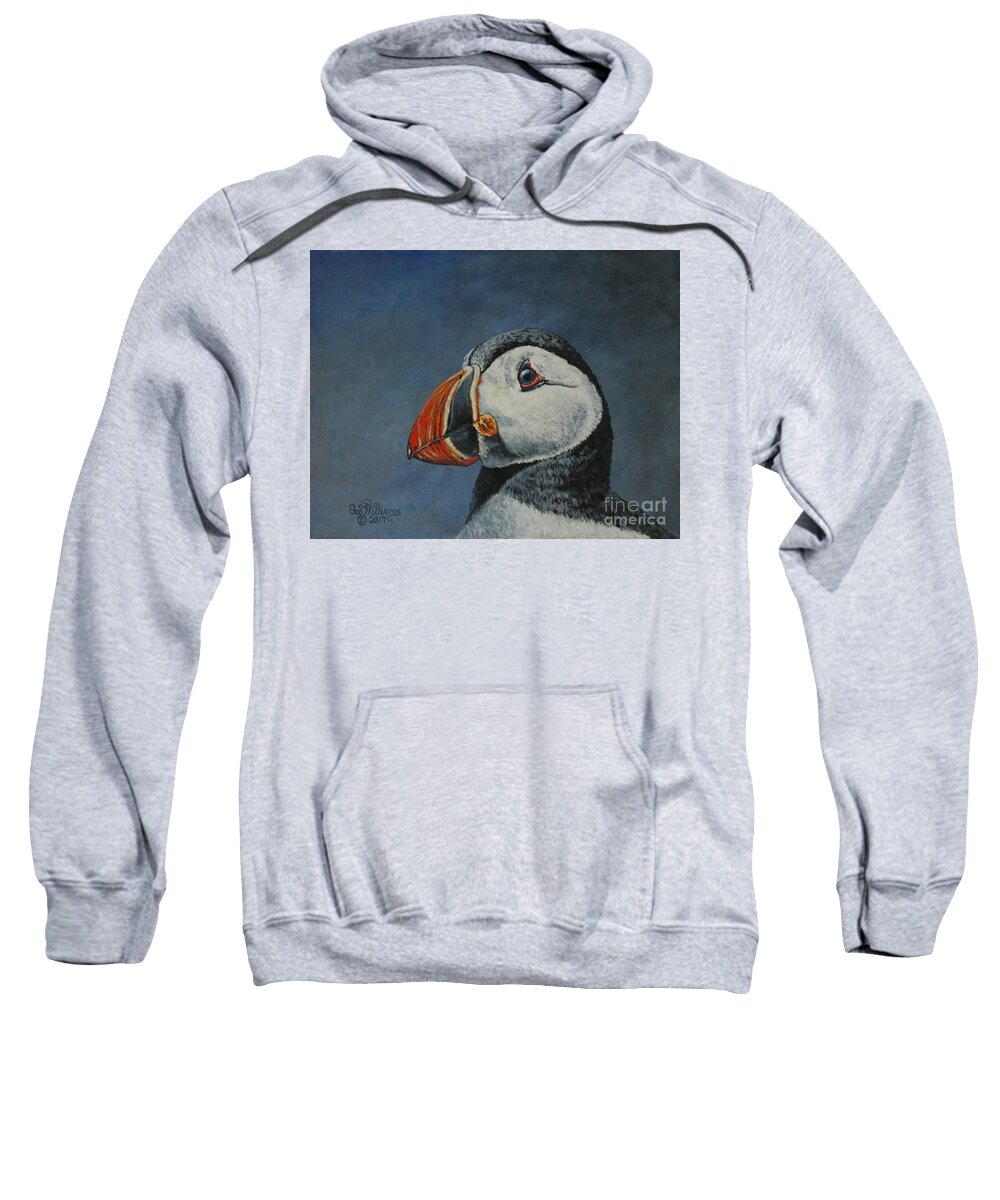 Puffin Sweatshirt featuring the painting Atlantic Puffin by Bob Williams