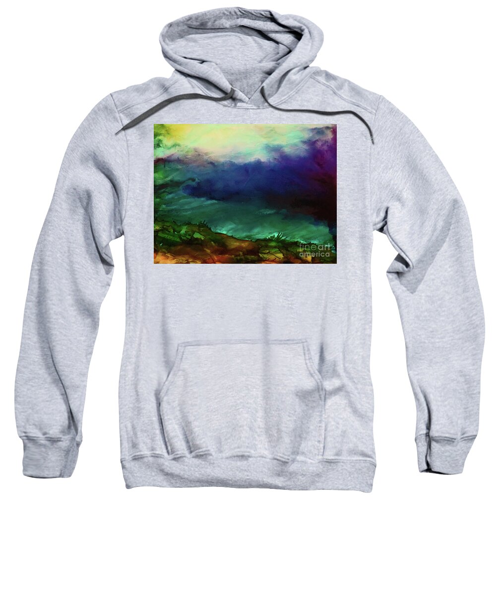 Abstract Sweatshirt featuring the painting Atmospheric Mood by Eunice Warfel