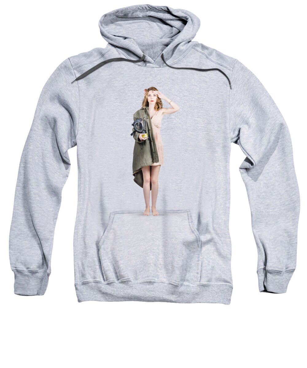 Pin Up Sweatshirt featuring the photograph Attractive young Australian army pinup woman by Jorgo Photography