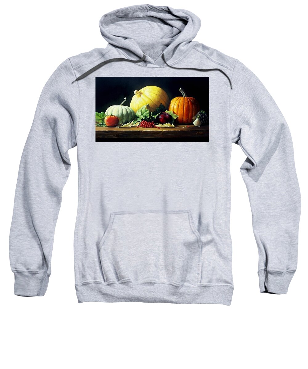 Still Life Painting Sweatshirt featuring the painting Autumn Centerpiece by Craig Shillam