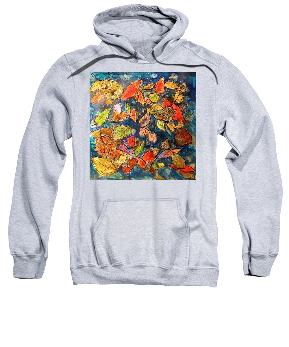 Leaves Sweatshirt featuring the mixed media Autumn Leaves by Barbara O'Toole