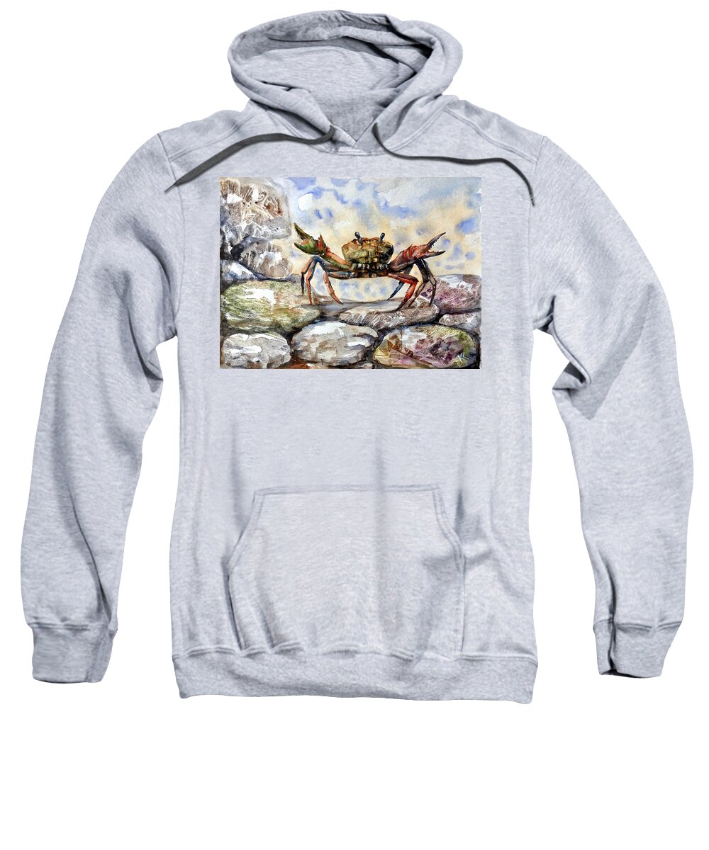 Crab Sweatshirt featuring the painting Awaking by Katerina Kovatcheva