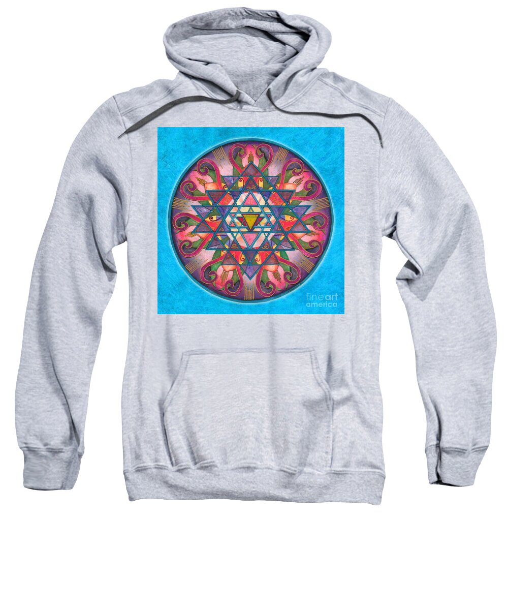 Mandala Sweatshirt featuring the painting Awareness Mandala by Jo Thomas Blaine