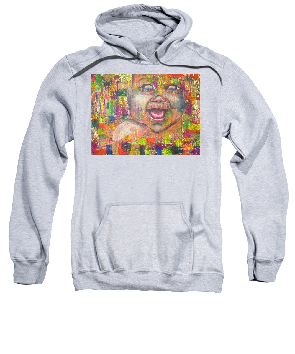 Metallic Sweatshirt featuring the painting Baby - 1 by Jacqueline Athmann