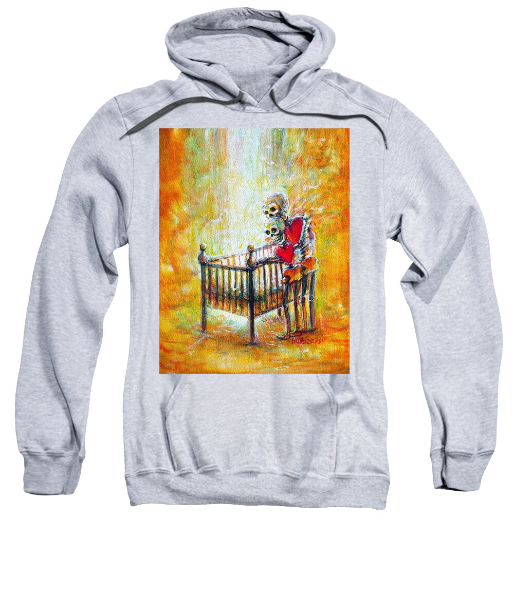 Skeletons Sweatshirt featuring the painting Baby Love by Heather Calderon