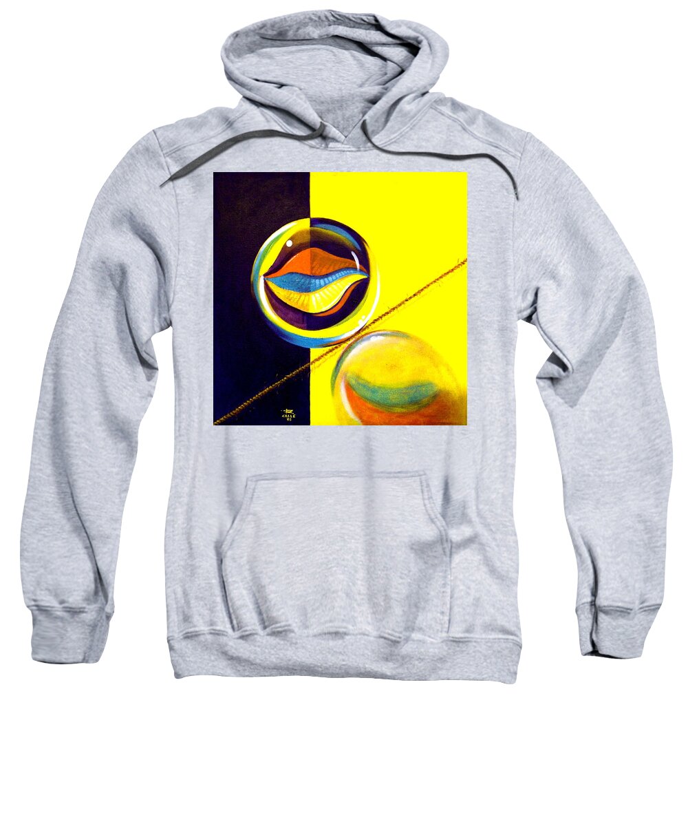 Surrealism Sweatshirt featuring the painting Balancing Act I by Roger Calle