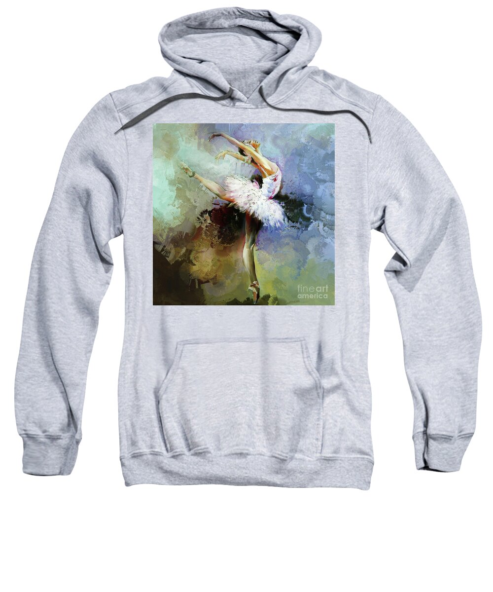 Swan Lake Sweatshirt featuring the painting Ballerina 04901 by Gull G