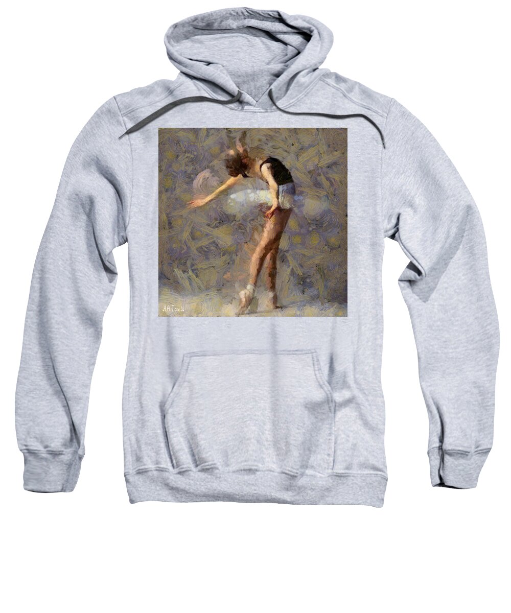 Ballet Sweatshirt featuring the digital art Ballerina Dancing Arched Back by Humphrey Isselt