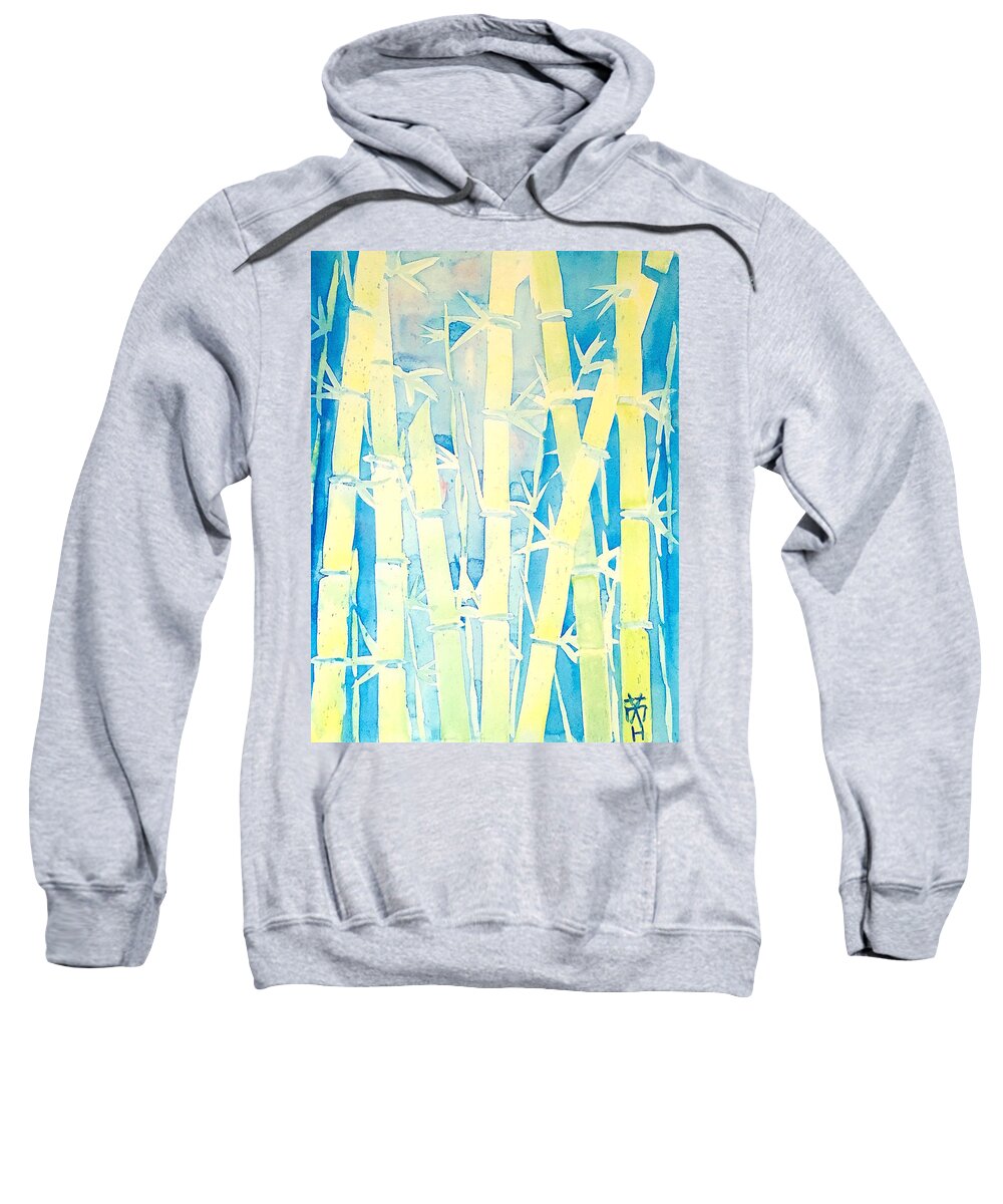 Bamboo Sweatshirt featuring the painting Bamboo in the blue by Wonju Hulse