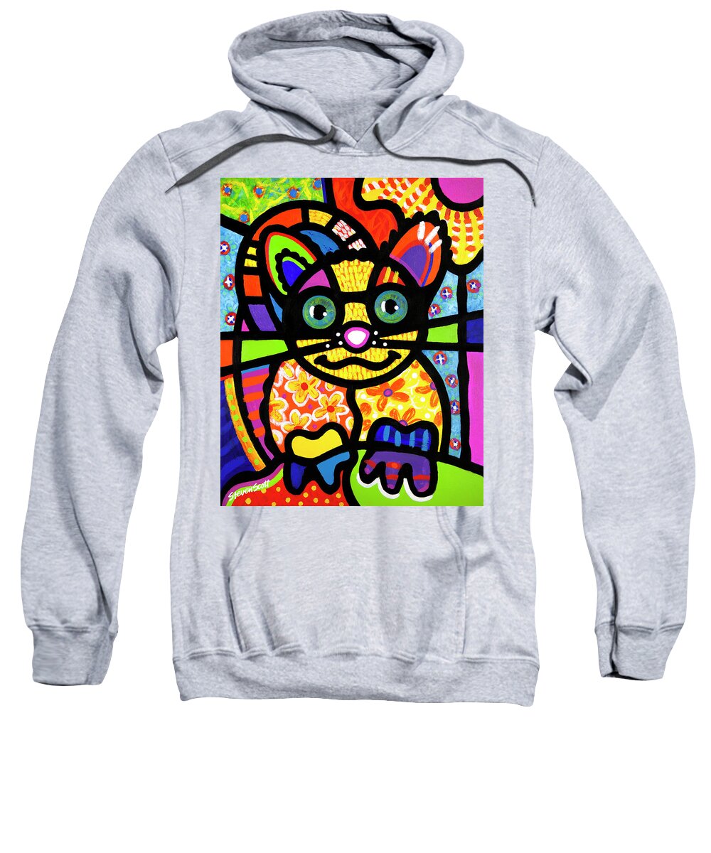 Cat Sweatshirt featuring the painting Bandit the Lemur Cat by Steven Scott