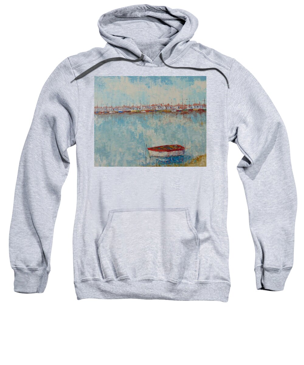 Frederic Payet Sweatshirt featuring the painting Barque au large de Marseille by Frederic Payet