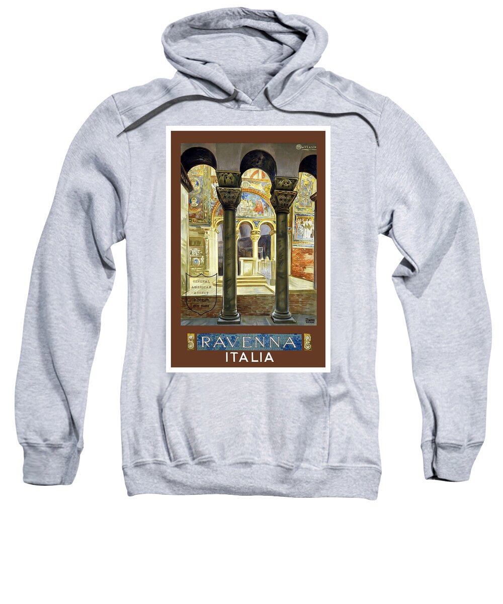 Ravenna Sweatshirt featuring the painting Basilica San Vitale in Ravenna, Italy - Vintage Travel Poster by Studio Grafiikka