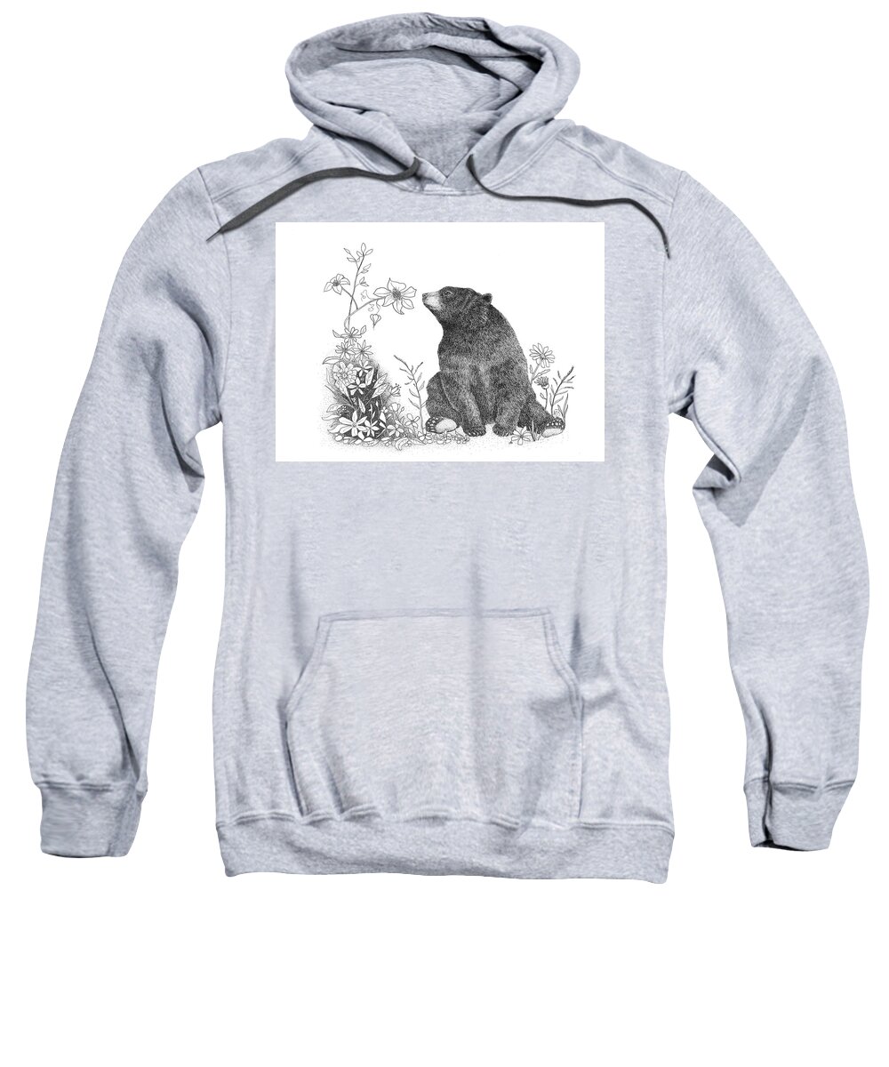 Wildlife Sweatshirt featuring the drawing Be sure to smell the flowers along the way by Monica Burnette