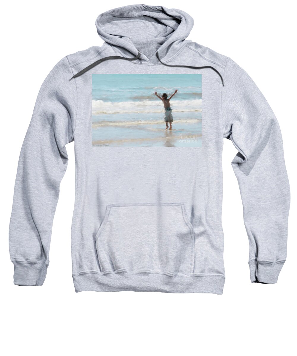 Ocean Art Sweatshirt featuring the painting Beach Boy Dancing by Constance Woods