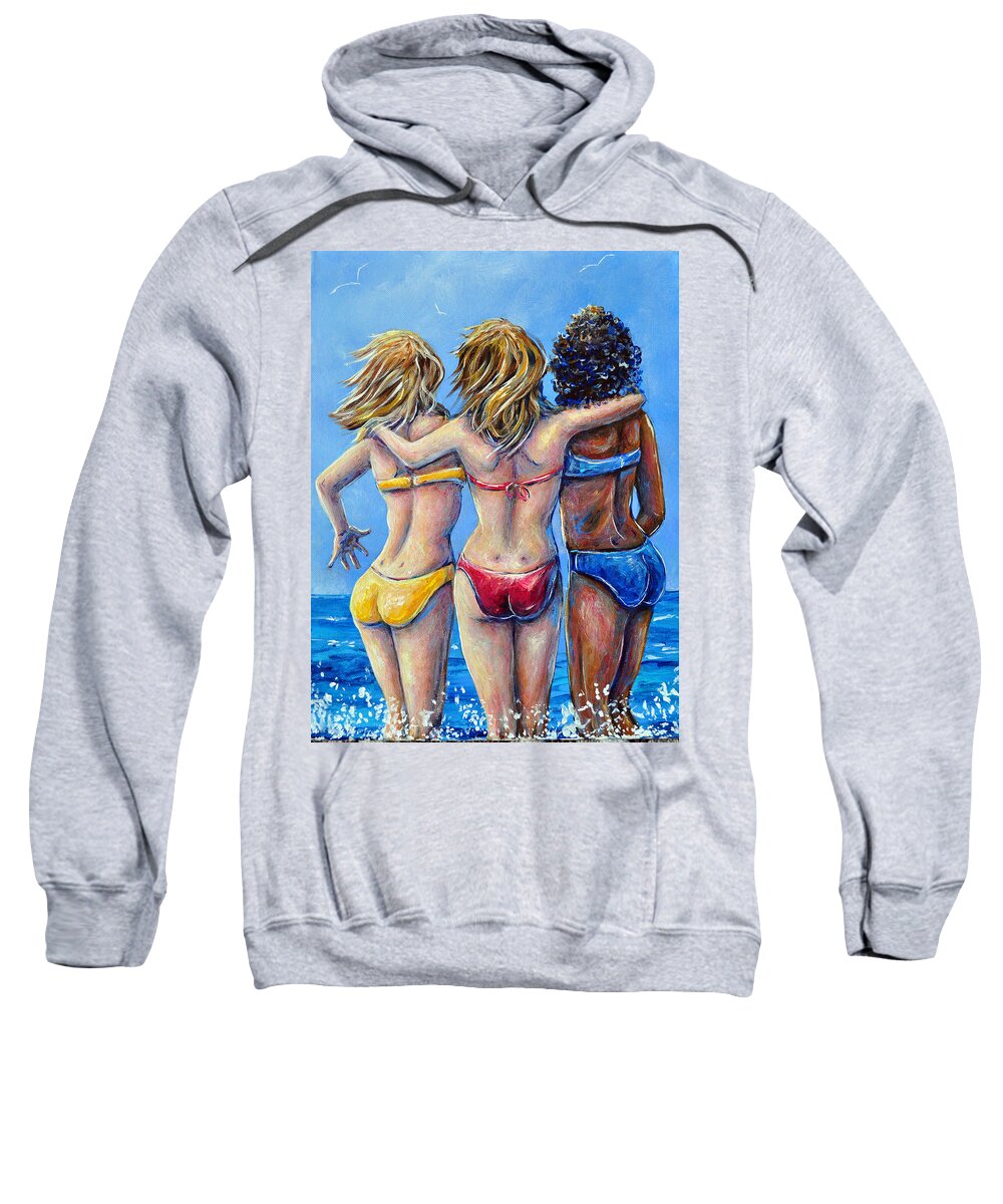 Beach Sweatshirt featuring the painting Beach Bums by Gail Butler