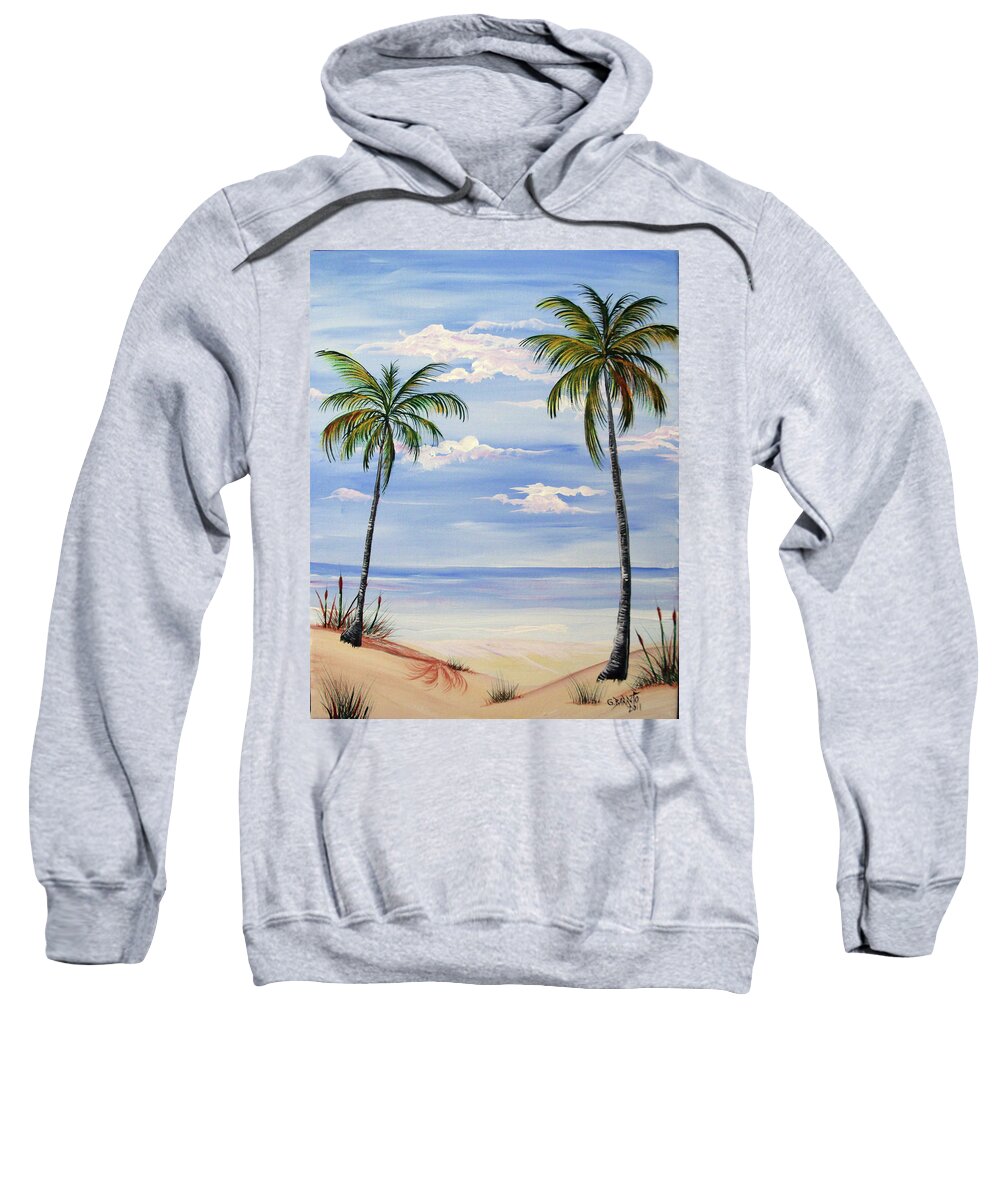 Beach Sweatshirt featuring the painting Beach scene by Gloria E Barreto-Rodriguez