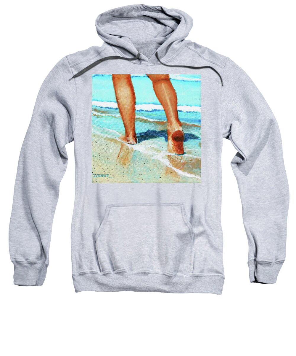 Beach Sweatshirt featuring the painting Beach Walk by Donna Tucker